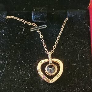 GOLD overlay sterling silver heart necklace‎